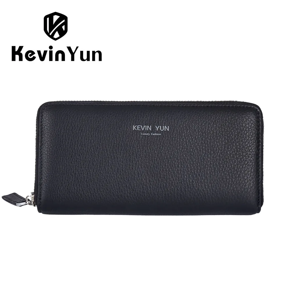 

KEVIN YUN Designer Brand Men Wallets Genuine Leather Long Wallet Brand Purse Male Clutch Wallet