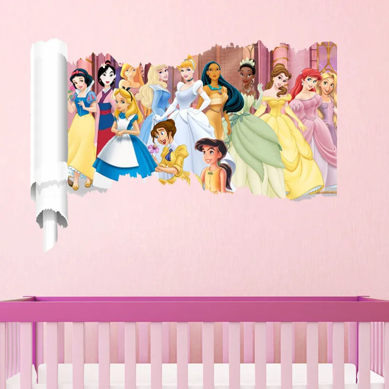 Креативная принцесса прокрутки наклейки на стену девушка детская спальня домашний декор настенные наклейки обои детские украшения для дома