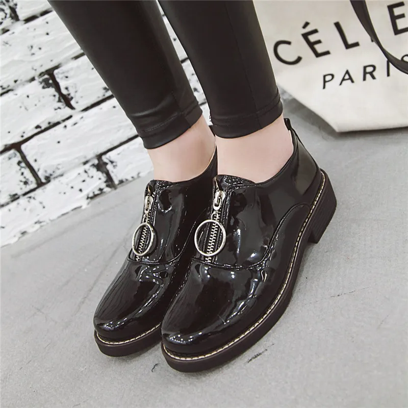 Fashion Slip-on Women Oxford Shoes Ladies Casual Low Heeled Loafers Vintage England Style Oxford Shoes For Women Plus Size 34-43 (16)