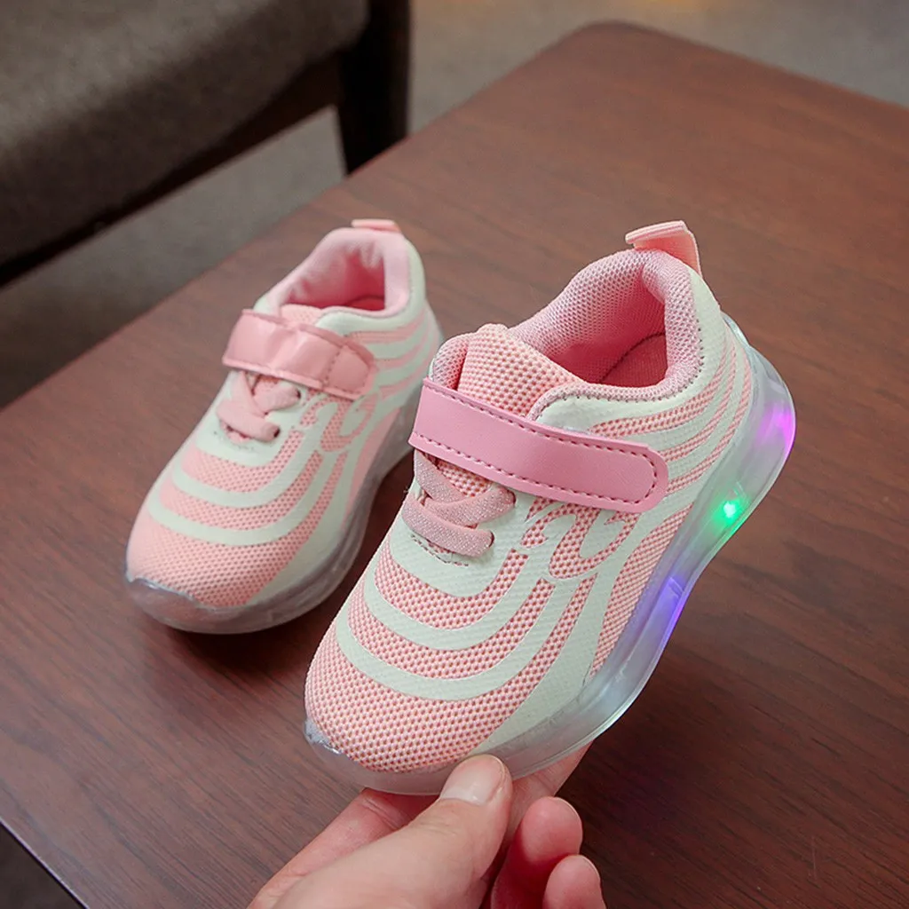 New Breathable Children Kid Baby Girls Boys Mesh Led Luminous Sport Run Sneakers Casual Shoes Fashionable Kids shoes Autumn