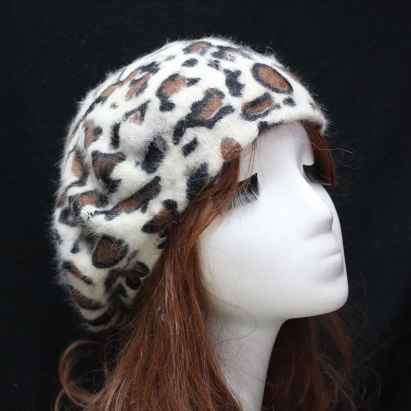 

Fashion Korean Autumn Winter Women Sexy Beret Vintage Leopard Printed Hat Beanie Cap Ladies Girls Casual Hats Chapeau Femme