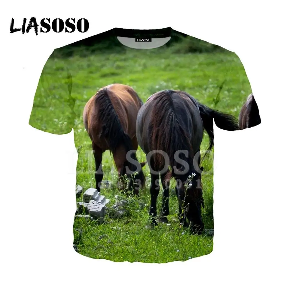 LIASOSO, 3D принт, для женщин и мужчин, крепкие лошади, снег, аниме, лошадь, футболка с животными, летняя футболка, хип-хоп пуловер, короткий рукав, X0894 - Цвет: 9
