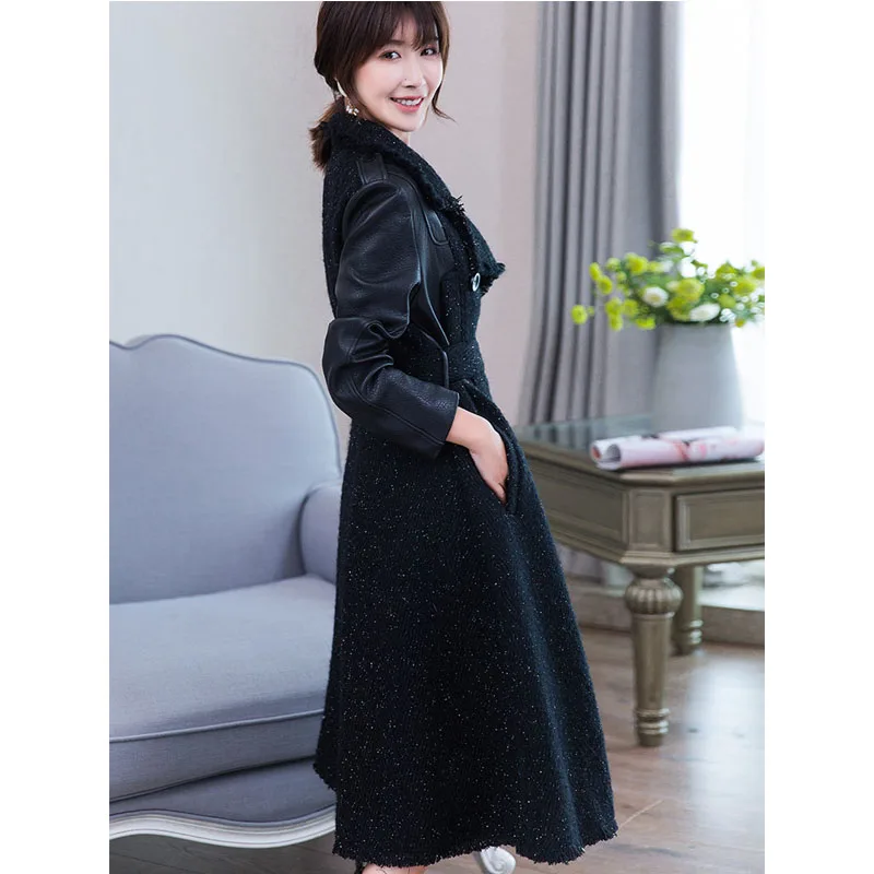 Automne Peau Coréenne Réel En Veste 2018 Zt930 Manteaux Vêtements Black Hiver Cuir Femmes Manteau Véritable Longue Mouton Chaqueta De Mujer 4A1fg