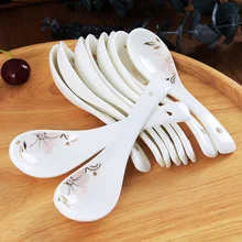 10 шт. набор простой белый костяного фарфора китайский рис совок ложка керамическая КИС суповая ложка корейский Мороженое ковш фарфор ужин ребенка