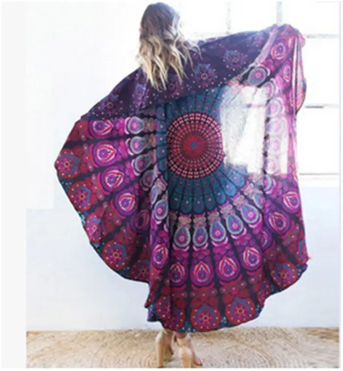 Модное круглое пляжное полотенце для загара в богемном стиле с принтом, полотенце для йоги, шаль, различные стили - Цвет: 04