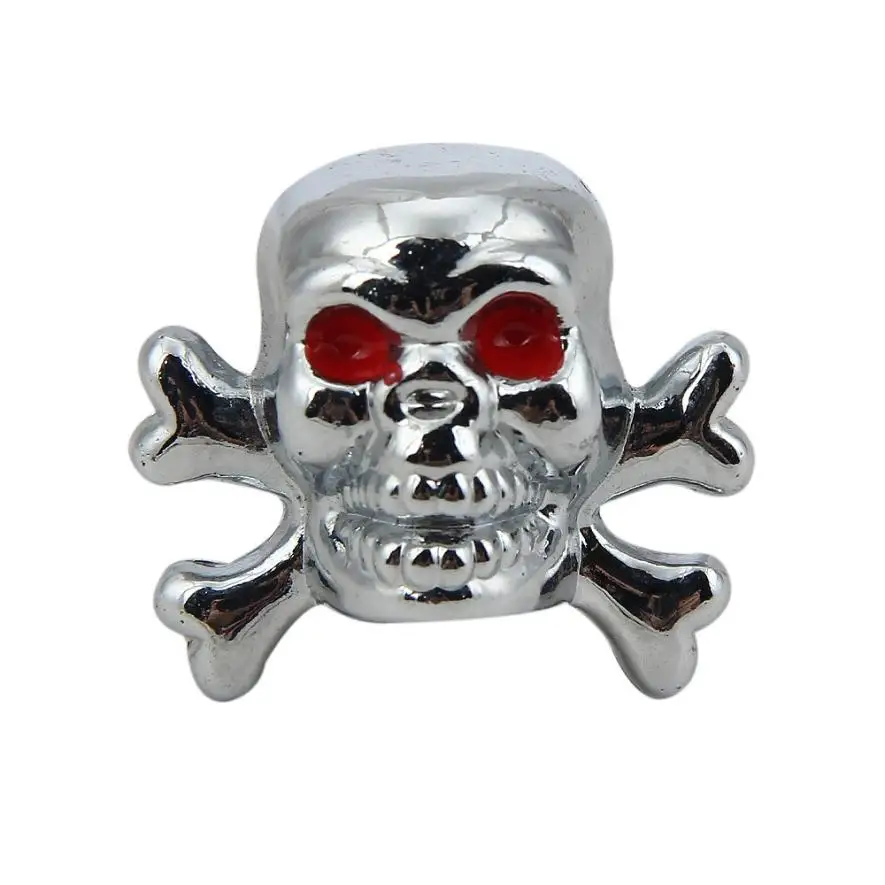 Колпачки для пневматических клапанов шин/колес 4 шт. Sivler Skull Car Truck Hot Rod ATV jun21| |