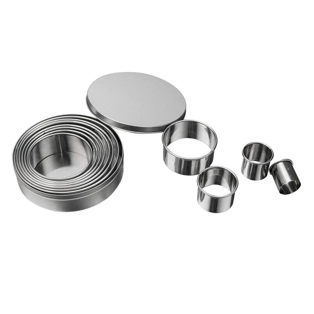 Details about   HD_ 14Pcs Stainless Steel Cake Mould Cutter Round Mousse Ring DIY Fondant Mold T 