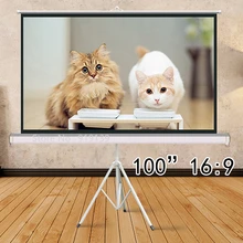 100″ Portable Indoor Outdoor Projector Screen HD 100Inch 16:9 Projection Pull Up Foldable Stand Tripod Mobile Presentation