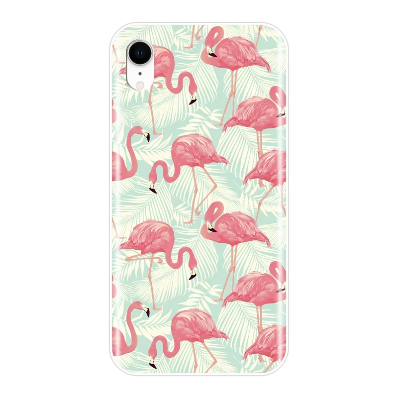 Модный чехол для телефона с фламинго iPhone 6 S 7 8 X XR XS Max силиконовый мягкий