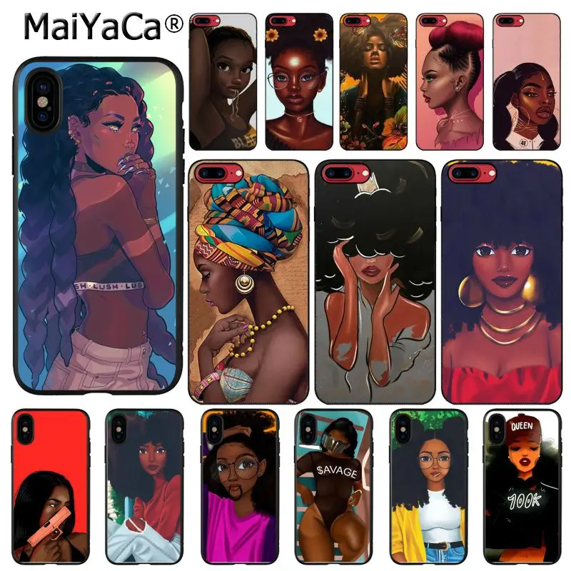

MaiYaCa 2bunz Melanin Poppin Aba Girl African Beauty Phone Case For iphone 11 Pro 11Pro Max 8 7 6 6S Plus X XS MAX 5 5S SE XR