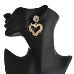 Новый 2019 ювелирные изделия панк мода большой серьги в форме сердца серебро/золото цвет длинные висячие серьги для женщин Европейский стиль