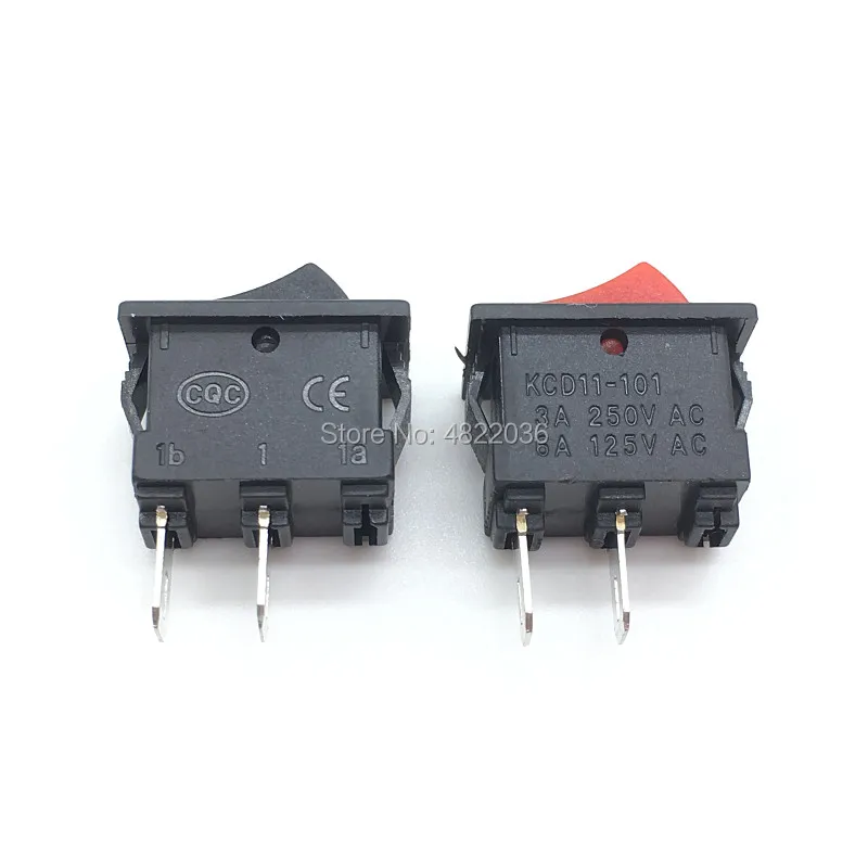 10 шт. KCD11 101 3а/250В маленький красный 10*15 мм SPST 2PIN ВКЛ/ВЫКЛ Лодка кулисный