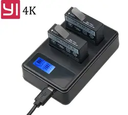 2 шт. Батарея + ЖК-дисплей USB двойной Зарядное устройство для Yi Lite Xiaomi Yi 4k Батареи akku Xiaomi Yi 2 4k аксессуары для спортивной экшн-камеры черный