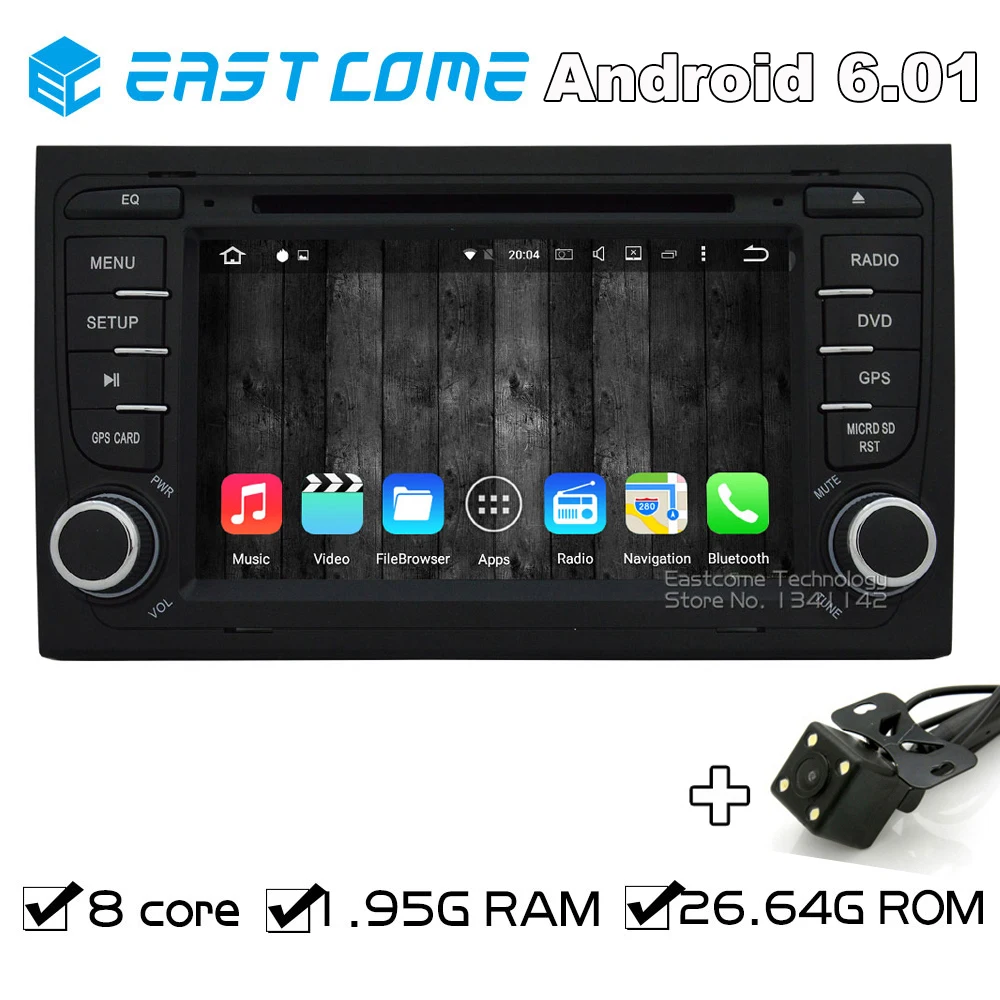 Discount Octa Core 8 Core Android 6.0 Car DVD For AUDI A4 2002 2003 2004 2005 2006 2007 SEAT EXEO 2009 2010 2011 2012 with Parking Camera 0