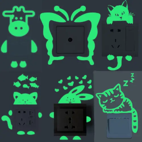 

Luminous Glow in the Dark Wall Stickers Home DIY Cat Switch Stickers Decor