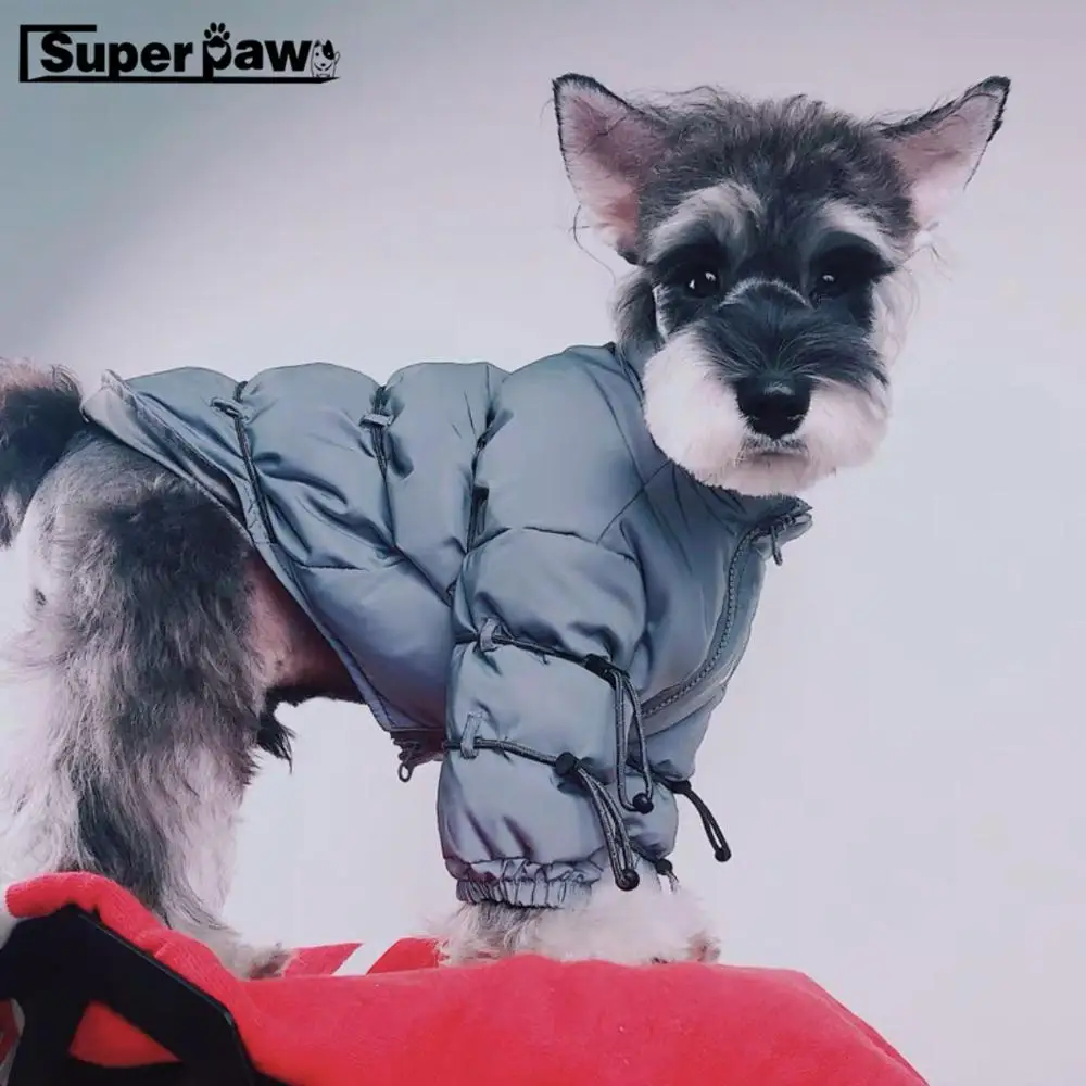 Модная 3м светоотражающая куртка-пуховик с завязками для собак зимняя куртка для собаки Шнауцер Французский бульдог Толстовка Мопс дропшиппинг GMC05