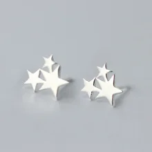 100% 925 Sterling Silver Three Star Stud Earrings For Women Prevent Allergy Brincos pendientes mujer moda 2019 Brincos 100% 925 Sterling Silver Three Star Stud Earrings For Women Prevent Allergy Brincos pendientes mujer moda 2019 Brincos