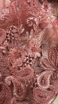

new design african French net Lace Fabric CiCi-42053 with beads High Quality African Tulle Lace Fabric
