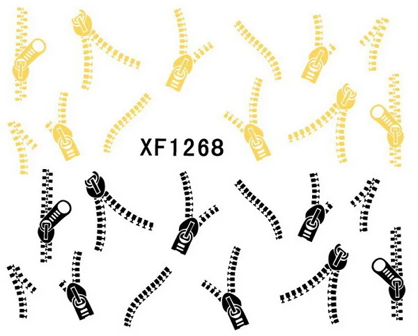 Модный японский стиль, 1 лист, 3D дизайн, милый, сделай сам, водяной знак, на молнии, для ногтей, наклейки для ногтей, Переводные ногти, маникюрные инструменты XF1268