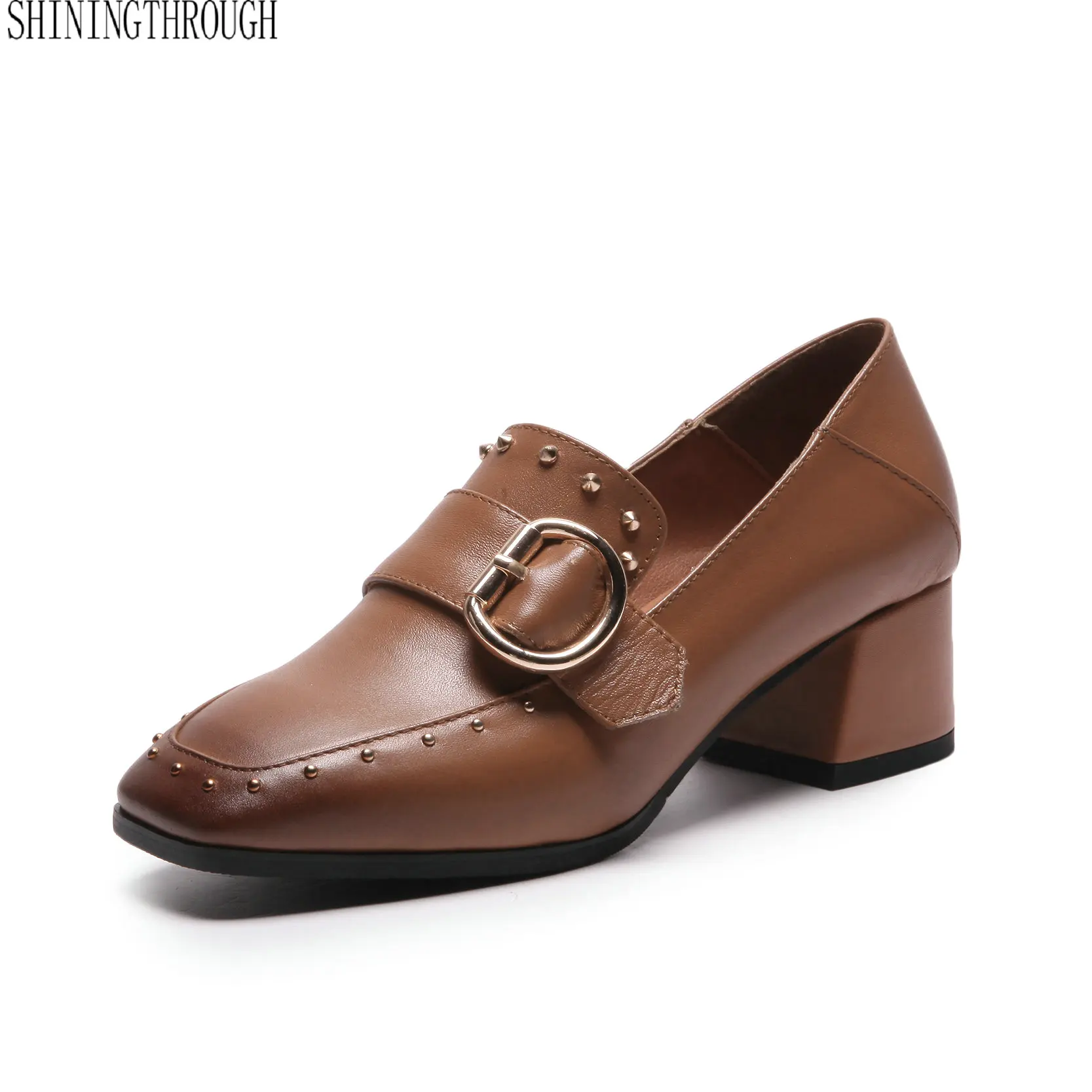 

Woman Shoes Spring Leather Low Heels Women Pumps Women Office Shoes Women's Footwear Slip On High Heels Wedding Shoes