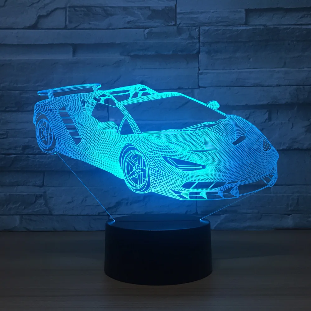 SportsCar 3d лампа 7 цветов светодиодный ночник для детей сенсорный светодиодный Usb Настольный Lampara Lampe детский спальный подарок на день рождения Прямая