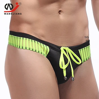 

WJ Sexy Male Thong Swimwear Gay Men Underwear trunks Mens Swimsuit Thong Strings Brazilian Bikini Swimsuit Bathing Suit shorts