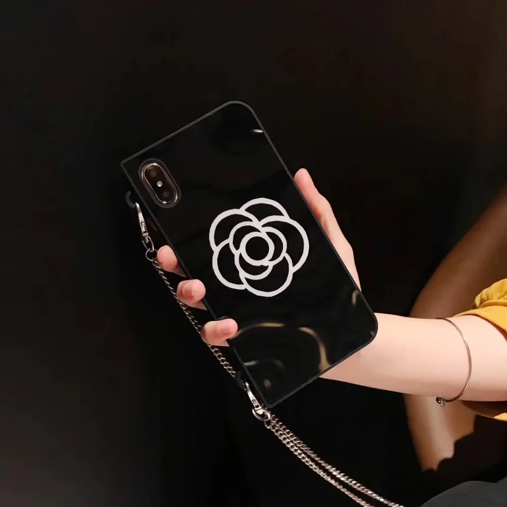 Aoweziic Камелия диагональная Длинная цепочка для iPhone Xs Max XR Чехол мобильного