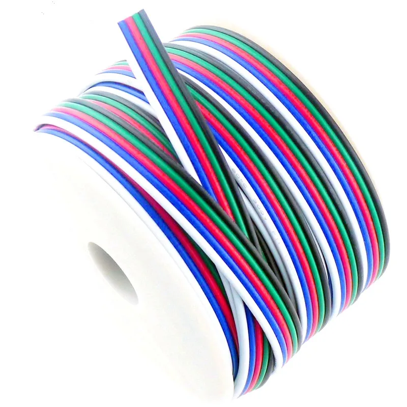 2 контактный 3pin провод 100 м 4 5pin Удлинительный 22 awg RGB + белый Соединительный кабель