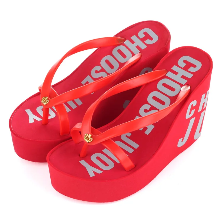 

Women Flip Flop Thongs Platform Wedge Super High Heel Summer Beach Slipper Sandal Shoes Slides Grils Letter 11CM 6Colors New A12