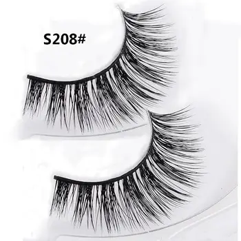 

1 Pair 3D 100% Real Natural Mink Thick Fake False Eyelashes Eye Makeup Lashes Extension Beauty Tools S208