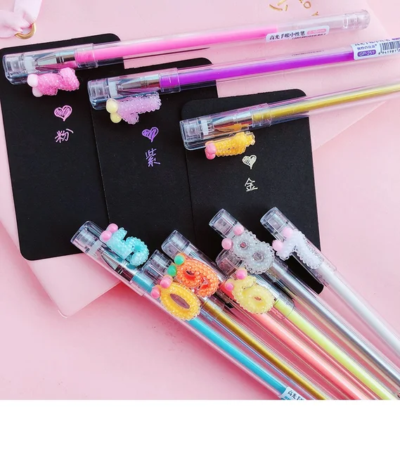 10pcs Highlight colors gel pen set 9 different Glitter color pens for  scrapbooking black album writing Stationery School A6566 - AliExpress