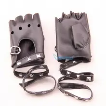 Женские перчатки из искусственной кожи, сексуальные, с заклепками, с пряжкой на запястье, крутые женские перчатки