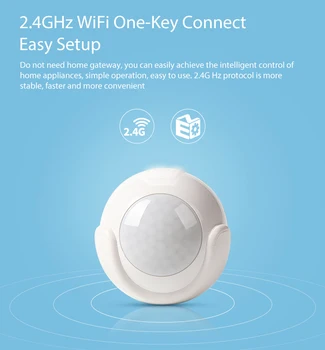 

SmartYIBA WiFi Red LED PIR Motion Detection Smart Home Support Amazom Alexa/Google Assistant etc.2.4G PIR Motion Sensor Alarm