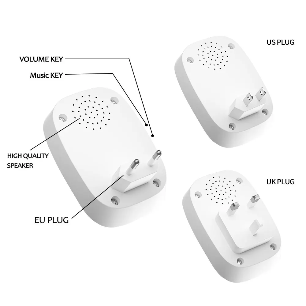 Wireless Doorbell Waterproof Battery Button 300M Remote LED Light Receiver Home Cordless Bell 36 Chimes 4 Volume