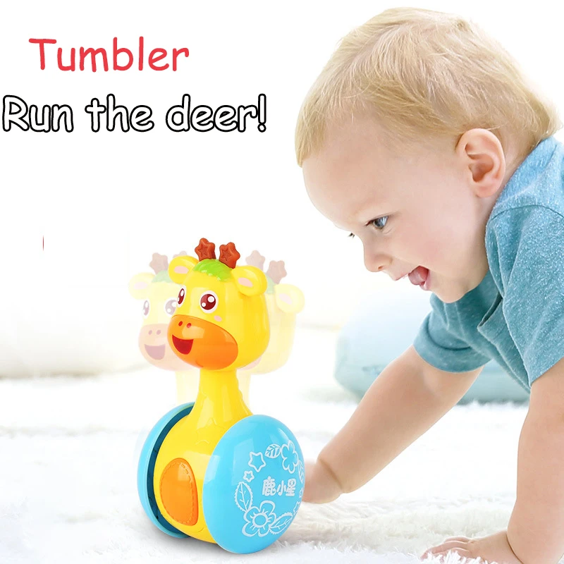 

Baby Rattles Tumbler Doll Toys Bell Music Roly-poly Learning Education Toys Gifts For Baby Kid Children