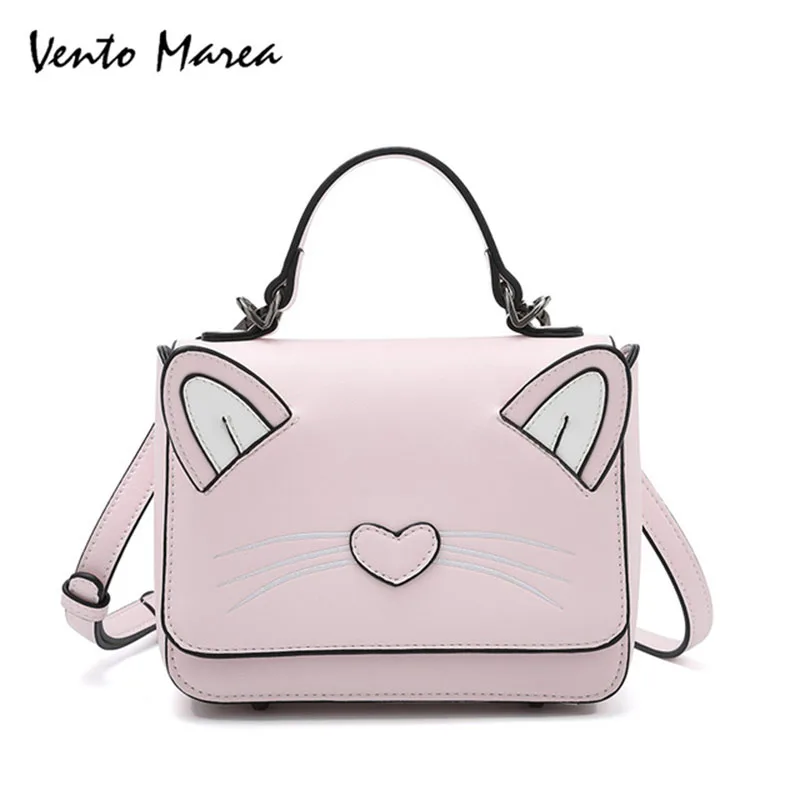 

Vento Marea Girls Crossbody Bag Handbag Messenger Bags Cute Cat Cartoon Print Ladies PU Leather Bags Bolsa Feminina