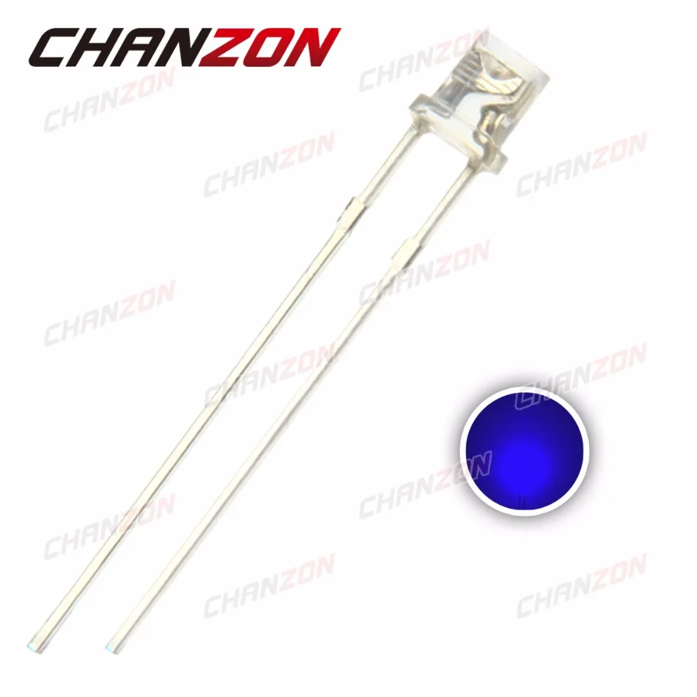 

CHANZON 100pcs 3mm Blue LED Diode Flat Top Water Clear 3V 20mA Wide Angle LED Light Emitting Diode Lamp Transparent Through Hole