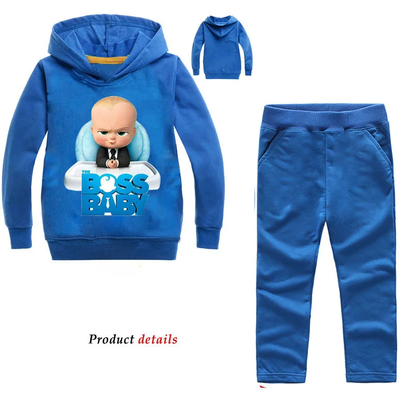 От 2 до 14 лет комплекты для мальчиков комплект одежды для мальчиков «Босс», одежда для маленьких мальчиков изысканные наряды для девочек одежда в стиле хип-хоп Детские костюмы - Цвет: Синий