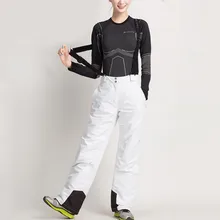 Зимние белые Лыжная куртка женские лыжи Куртки сноуборд брюки женские подтяжки снег Штаны лыжный jas женская одежда nieve esqui