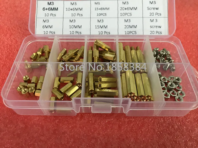 

120Pcs/lot M3 Male Female Brass Standoff Spacer PCB Board Hex Screws Nut Assortment