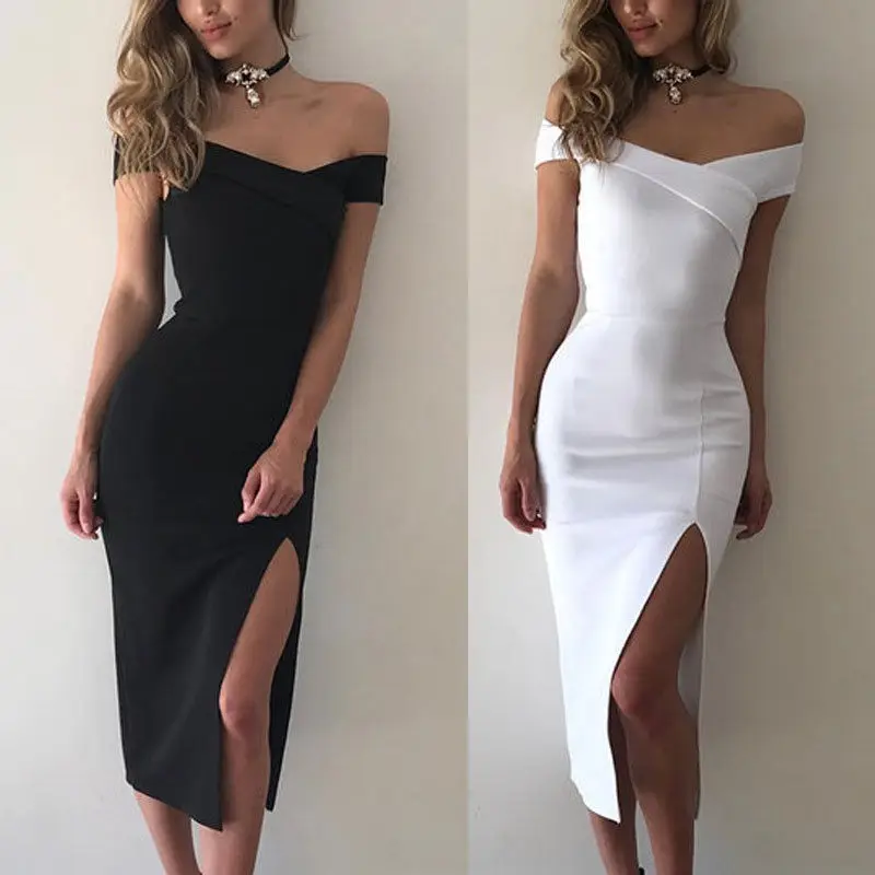 

Sought-After Fashion Women Bandage Bodycon Sleeveless Party Dress Off Shoulders Strapless Mid-Calf Dress