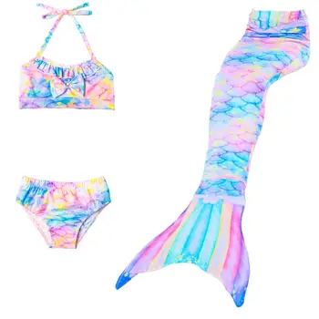 

2019 New Children's Swimsuit Girl Mermaid 3-piece Sets Swimwear Baby Bikini Bathing Suit Kids Swimming Clothing Mermaid Tail