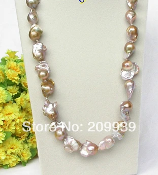 

Hot sell Noble- SHIPPING>>>@@ AS3276 27mm natural purple Reborn keshi pearls necklace