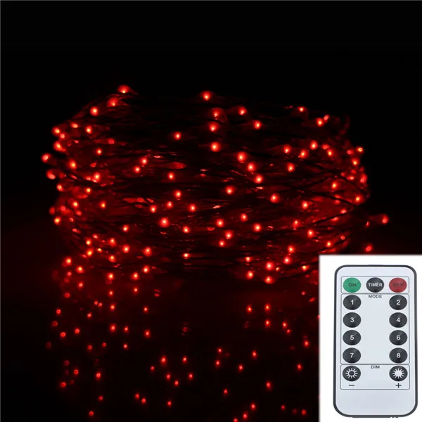 12 м 240 светодиодный 8 режимов медный провод 6AA батарейный светодиодный Сказочный светильник украшение Свадебная гирлянда Рождественская струнная лампа наружная - Испускаемый цвет: Red