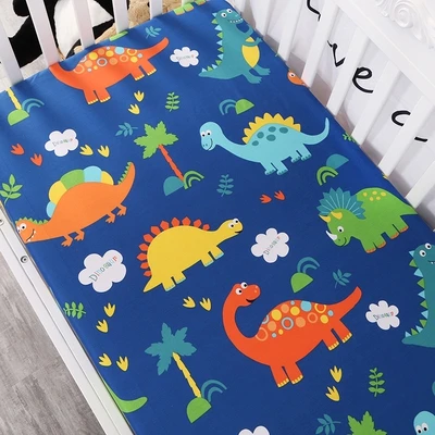 Customize baby kids bed sheet crib mattress cover bedding set cartoon parteen fitted crib sheet for girls boys (4)