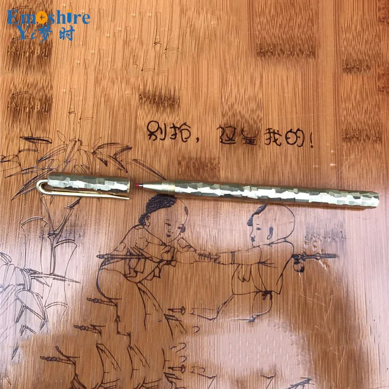 Emoshire Handmade stone bronze pen signature pen personality brass pen metal neutral pen custom couple student gift gift (10)