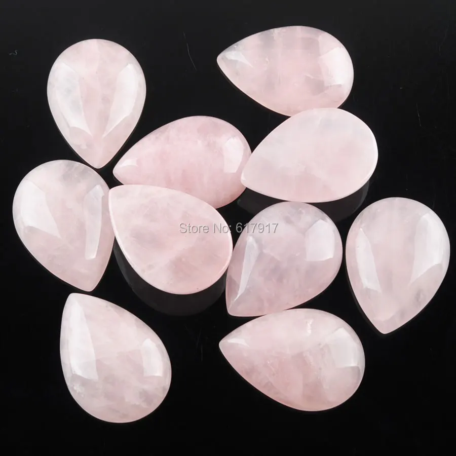 

RONGZUAN Free Shipping Natural Rose Quartzs Gem Stones Drop Cabochon CAB No Drill Hole 18x25x7mm Jewelry Making 5pcs/lot TU3187