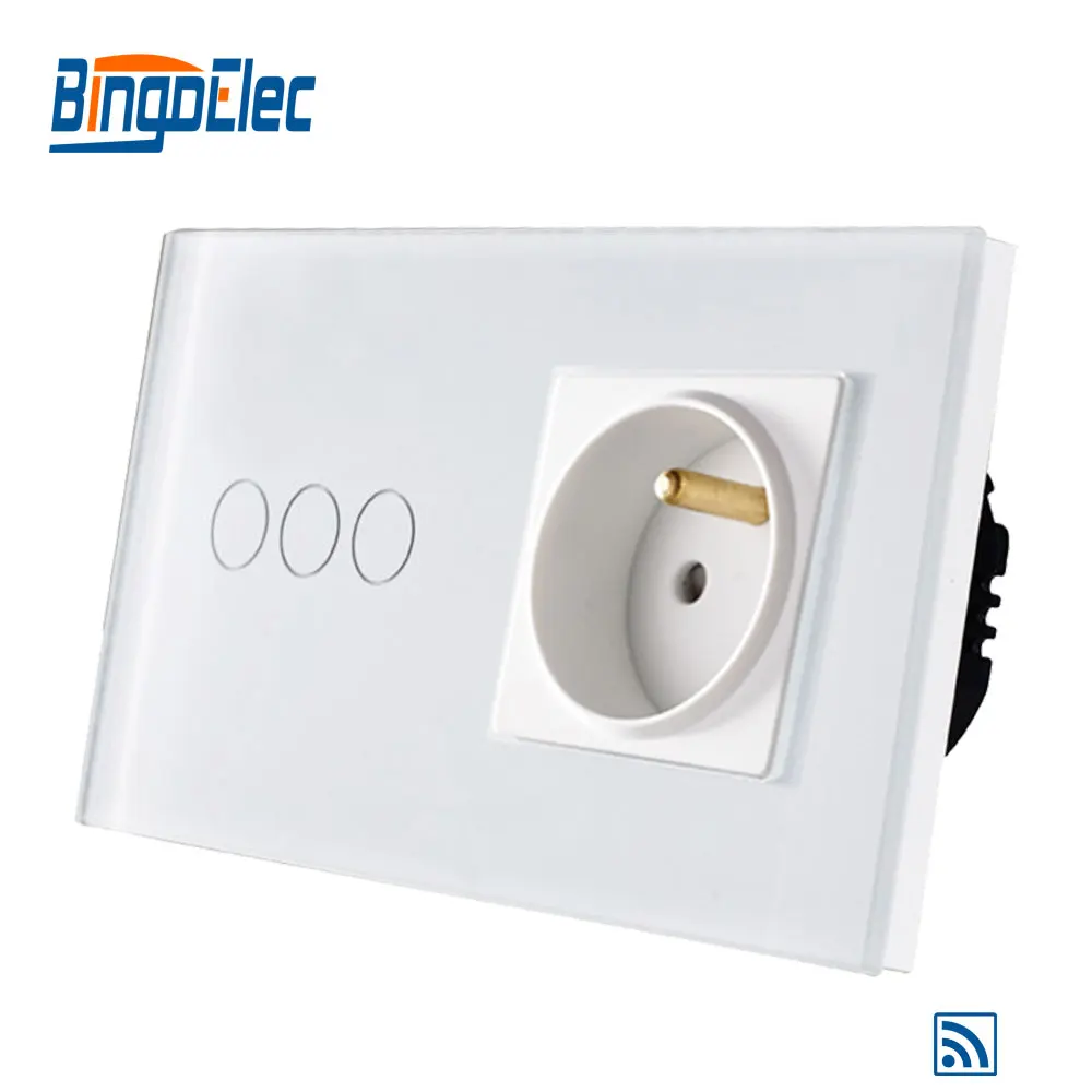 

EU standard 3gang 1way remote wall switch and French wall socket