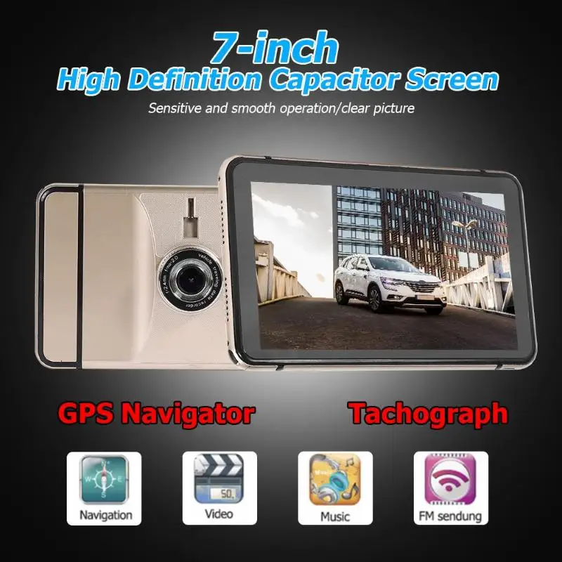 7 дюймов Android 4,4 gps навигатор Видеорегистраторы для автомобилей Sat постоянной ёмкости, универсальный конденсатор Экран 800*480 Пиксели встроенный microphonenav Bluetooth WiFi AV-IN