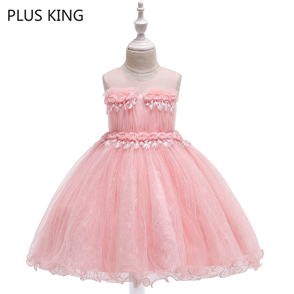 

2019 Simple Cute Flower Girls Dress for 4-10 Years Girl Ball Gown Wedding Princess Dresses Purple Pink Blue Birthday Gift